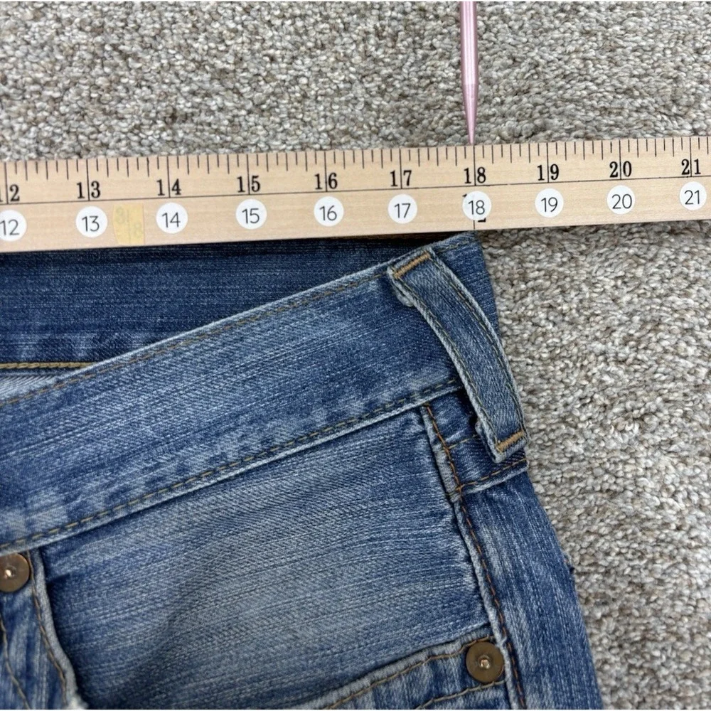 VTG True Religion Straight Jean Mens 34 (36x32) Blue Distressed Workwear USA Y2K